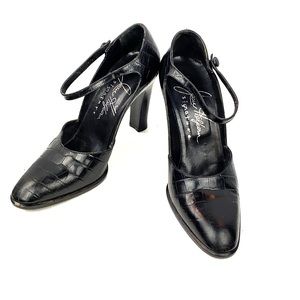 Joan Helpern Black Leather Heels 6.5